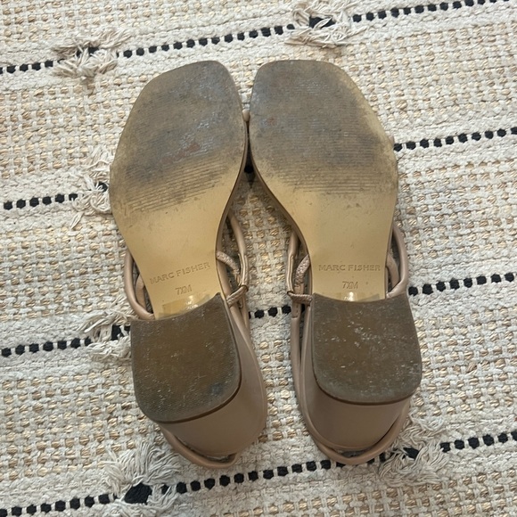 Marc Fisher Beige Strappy Block Heel Sandals - Picture 5 of 5